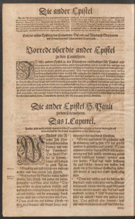 Die ander Epistel S. Pauli zu den Corinthern.