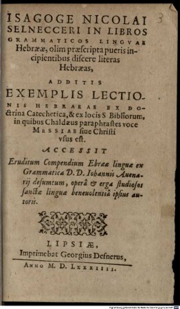 Isagoge in libros grammaticos linguae hebraeae