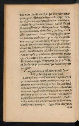 V. argumentum ex collatione populi, sacerdotii et sacrificii veteris et novi.