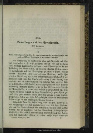 XIX. Bemerkungen aus der Spruchpraxis