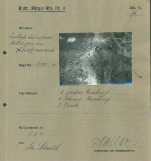 Foto feindlicher und eigener Stellungen am Schratzmännele (Luftbild)