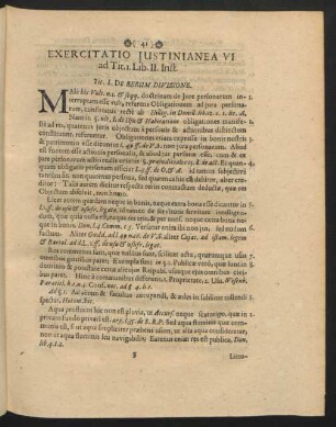 Exercitatio Iustinianea VI. ad Tit. 1. Lib. II. Inst.