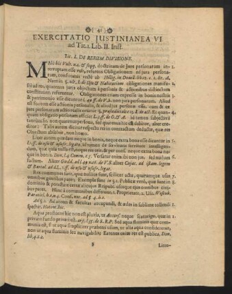 Exercitatio Iustinianea VI. ad Tit. 1. Lib. II. Inst.