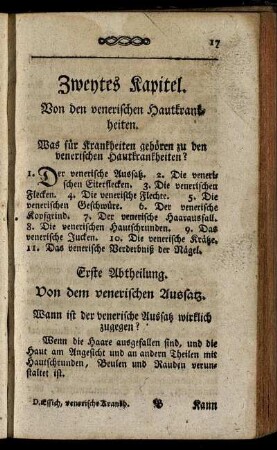 Zweytes Kapitel. Von den venerischen Hautkrankheiten