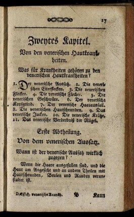 Zweytes Kapitel. Von den venerischen Hautkrankheiten