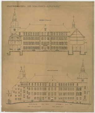 Thiersch, Friedrich von; Bad Berleburg (Nordrhein-Westfalen); Schloss, Umbau - Fassaden (Ansichten)