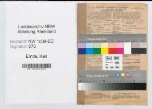 Entnazifizierung Karl Emde, geb. 24.09.1900 (Postbeamter)