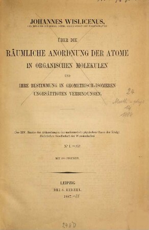 Abhandlungen der Mathematisch-Physischen Klasse der Königlich-Sächsischen Gesellschaft der Wissenschaften. 14. 1887/88 (1888)