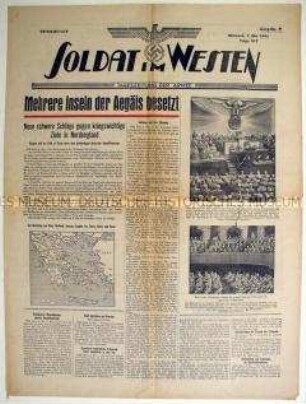 Kriegszeitung "Soldat im Westen" u.a. zum Seekrieg im Mittelmeer und zur Bombardierung Schottlands