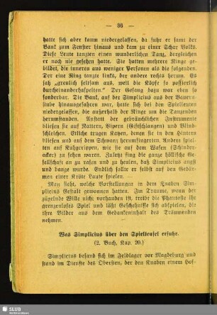 Was Simplicius über den Spielteufel erfuhr (2. Buch, Kap. 20)