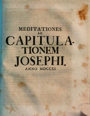 Meditationes Ad Capitulationem Josephi