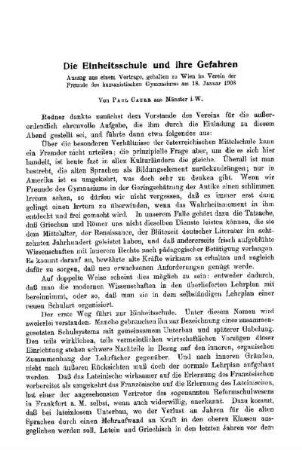 Die Einheitsschule und ihre Gefahren