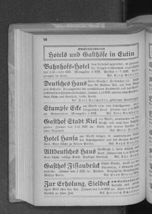 Anzeigen von Gasthöfen und Hotels