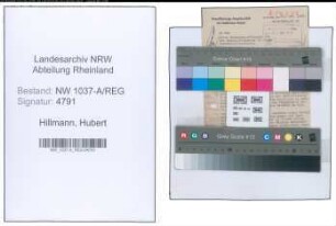 Entnazifizierung Hubert Hillmann , geb. 00.00.0000 (Zollbeamter)