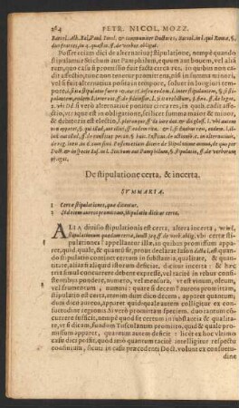 De stipulatione certa, & incerta.
