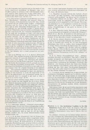 740-742 [Rezension] Whybray, Roger N., The intellectual tradition in the Old Testament