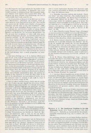 740-742 [Rezension] Whybray, Roger N., The intellectual tradition in the Old Testament