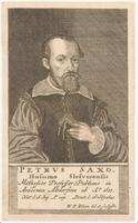 Petrus Saxo, aus Husum in Schleswig, Professor für Mathematik in Altdorf; geb. 16. August 1591; gest. 16. September 1625
