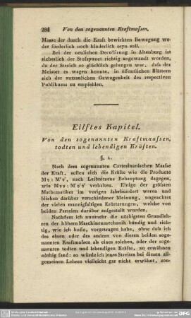 Eilftes Kapitel. Von den sogenannten Kraftmaassen, todten und lebendigen Kräften