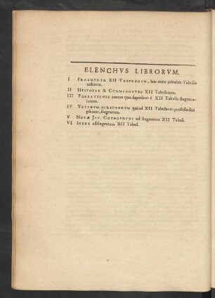 Elenchus Librorum.