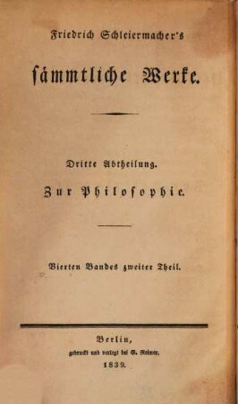 Friedrich Schleiermacher's literarischer Nachlaß, Zur Philosophie, 2,2