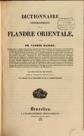 Dictionnaire géographique de la Flandre orientale