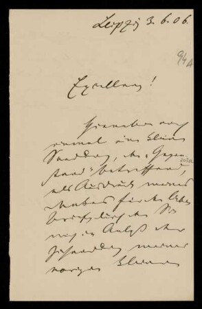 94 A: Brief von Rudolph Sohm an Gottlieb Planck, Leipzig, 3.6.1906