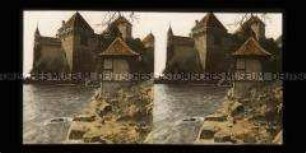 Schloss Chillon und Besucher am Genfer See