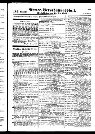 483.Ausgabe. Dienstag, 11. Mai 1915