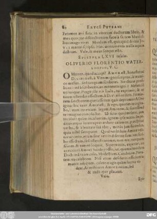 Epistola LXVI Insulas. Oliverio Florentio Waterloopio, V. C.