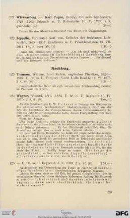 Nachtrag (Nr. 123-125)