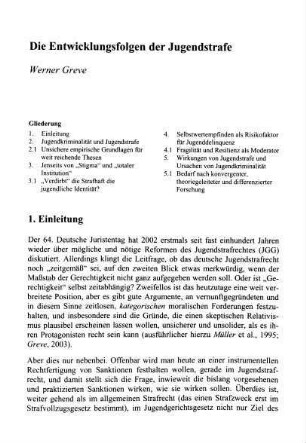 157-171, Die Entwicklungsfolgen der Jugendstrafe