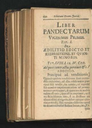 Liber Pandectarum Vigesimus Primus.