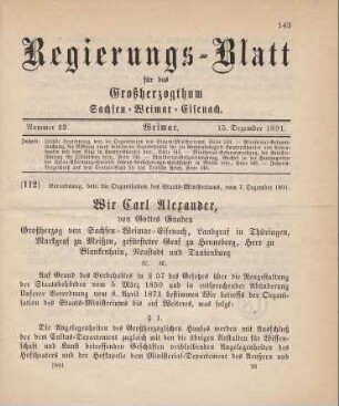 112. Höchste Verordnung, betreffend die Organisation des Staats-Ministeriums