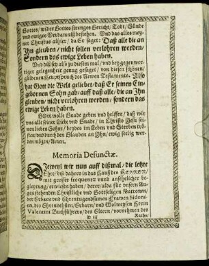 Memoria Defunctæ.