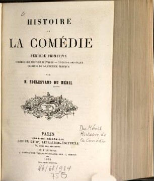 Histoire de la comédie, [1]