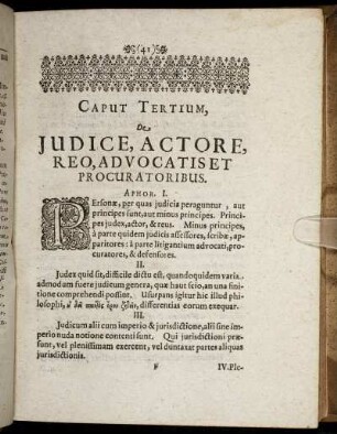 Caput Tertium, De Judice, Actore, Reo, Advocatiset Procuratoribus.
