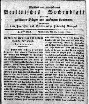442stes Stueck, Sonnabend, den 21. Junius 1817