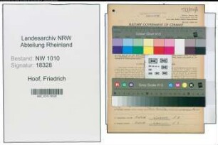 Entnazifizierung Friedrich Van Hoof , geb. 08.03.1891 (Werkmeister)