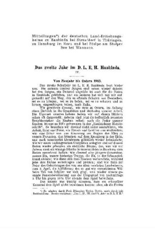 Das zweite Jahr im D.L.E.H. Haubinda : von Neujahr bis Ostern 1903