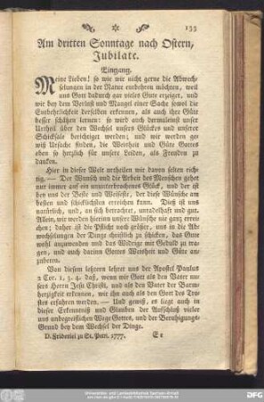 Am dritten Sonntage nach Ostern, Jubilate.