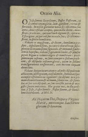 Oratio Alia.