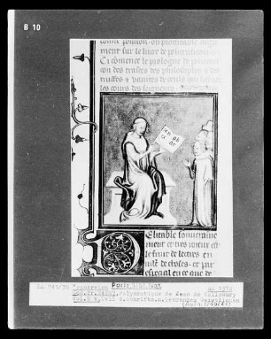Polycratique des Jean de Salisbury: Fol. 9 v: Lehrender Geistlicher (Johannes von Salisbury?)