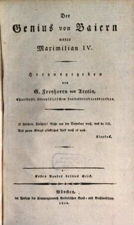 Der Genius von Baiern unter Maximilian IV. 1,3, 1. 1802/04, H. 3 - 4