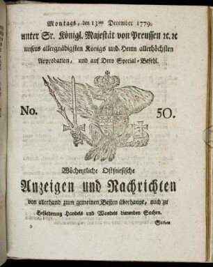 No. 50. Montags, den 13ten December 1779.