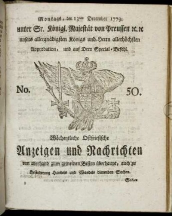 No. 50. Montags, den 13ten December 1779.