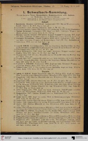 I. Schwalbach-Sammlung (Nr. 1-250)