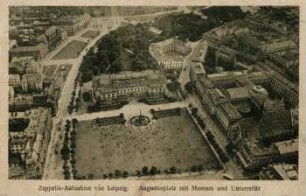 Zeppelin-Aufnahme von Leipzig: Augustusplatz mit Museum und Universität
