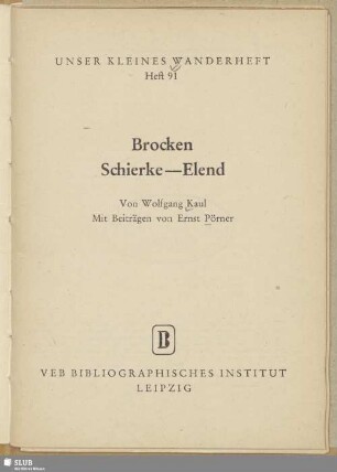 Brocken, Schierke, Elend