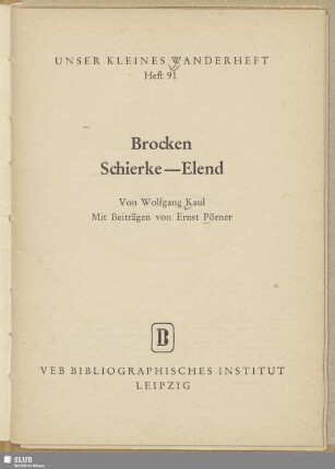 Brocken, Schierke, Elend